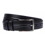 Curea barbati, eleganta, pentru costum, din piele naturala, Negru, 3.5cm - CK49N